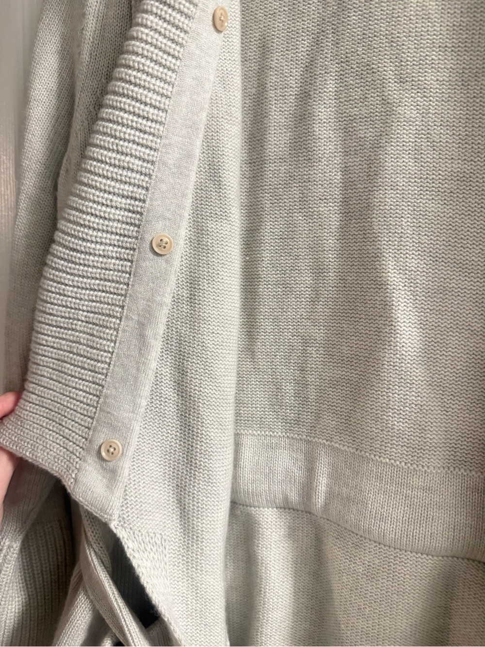 Banana Republic Light Cream Ribbed Shawl Collar Belted Cardigan XS Petite - Picture 5 of 5